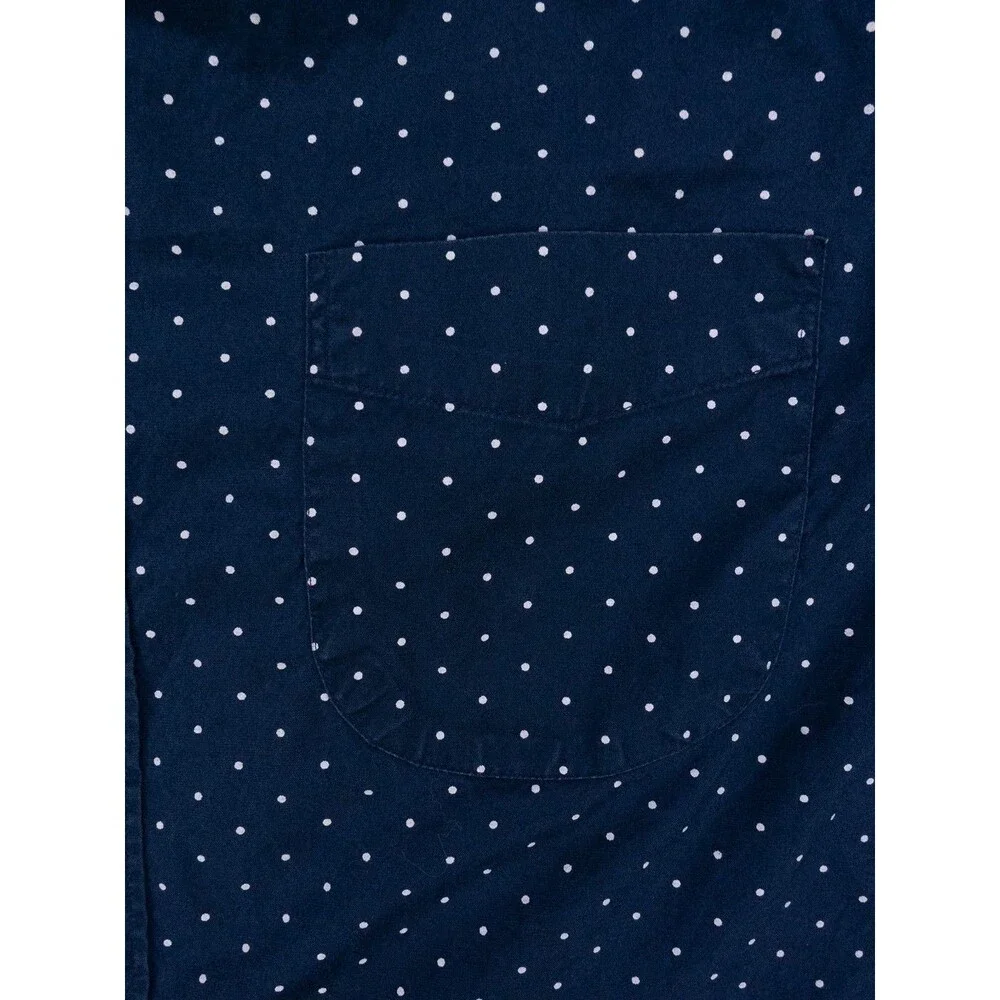 J Crew Shirt Mens Medium Blue Polka Dot Print Slim Stretch Long Sleeve Preppy